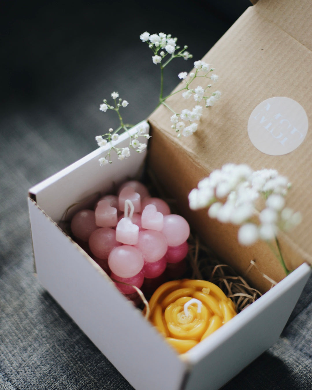 Bubble cube candle and flower candle