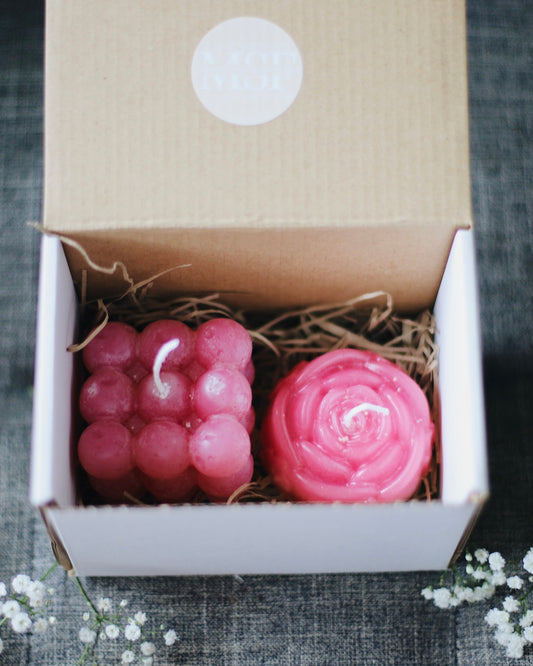 Bubble cube candle and flower candle